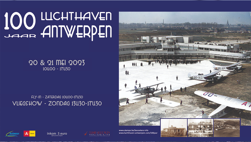 Affiche opendeur 100 jaar luchthaven Antwerpen