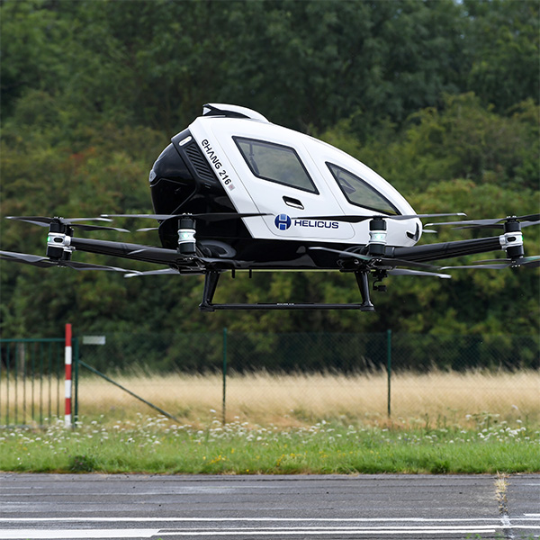 eHang drone in Sint-Truiden. Testvlucht Droneport
